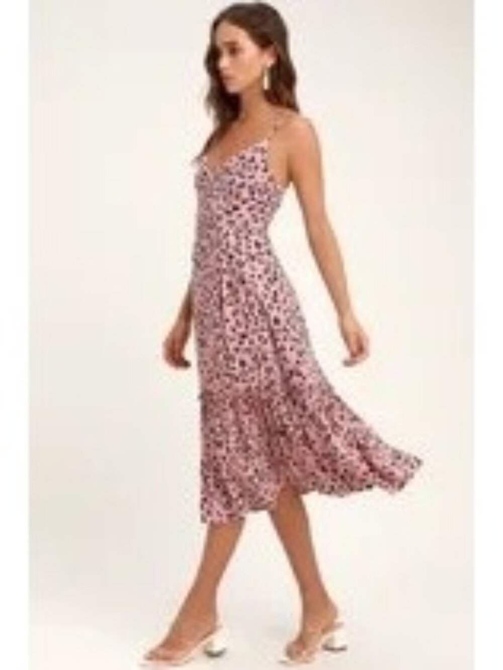 Lulu's Cheyanne Mauve Pink Leopard Print Midi Dress size XS